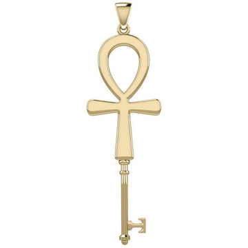 Ankh Spiritual Enchantment Key Solid Gold Pendant GPD5707 - Jewelry